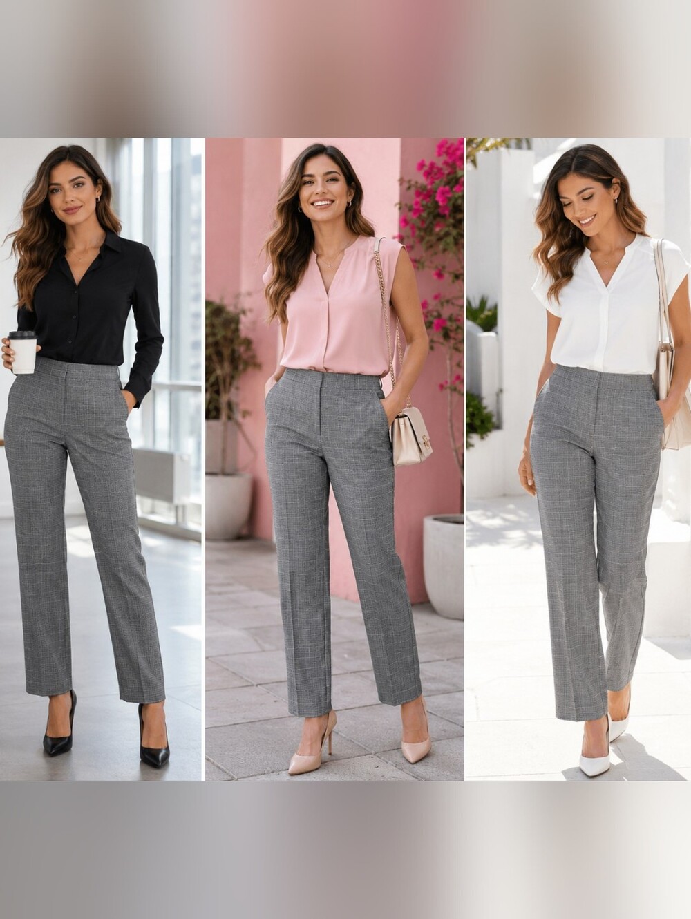 NWT Kasper Gray Plaid Dress Pants Size 4 Career Office Straight Leg.